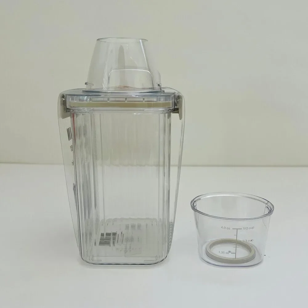 NEOFLAM Clear Plastic Grain Canister Storage Container W Measuring Cup Lid- 1.3L